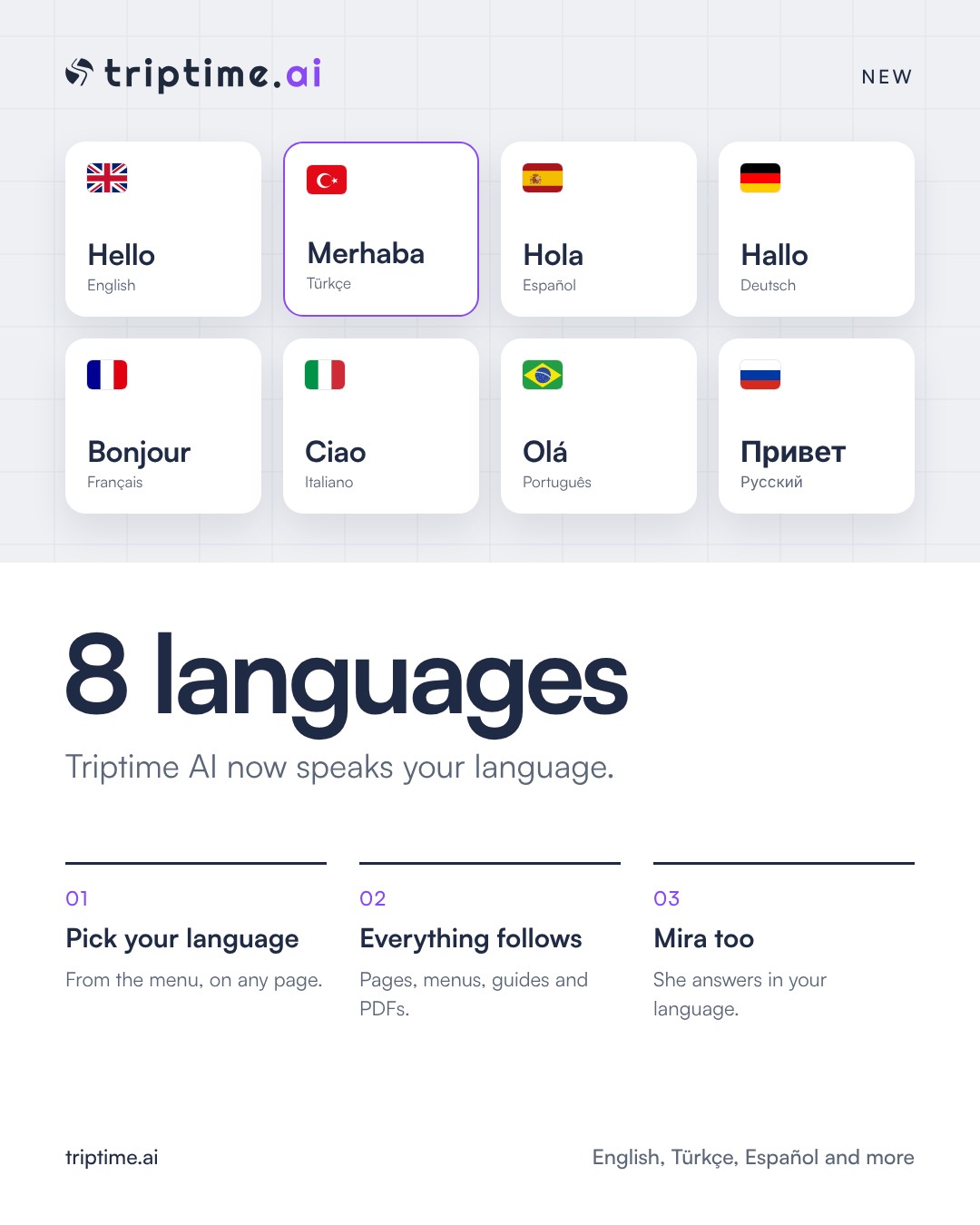 Triptime AI habla tu idioma
